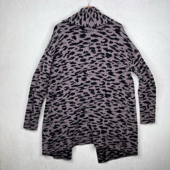 Calia Carrie Underwood Purple Black Leopard Print Large Open Front Sweater-Large - Picture 2 of 3